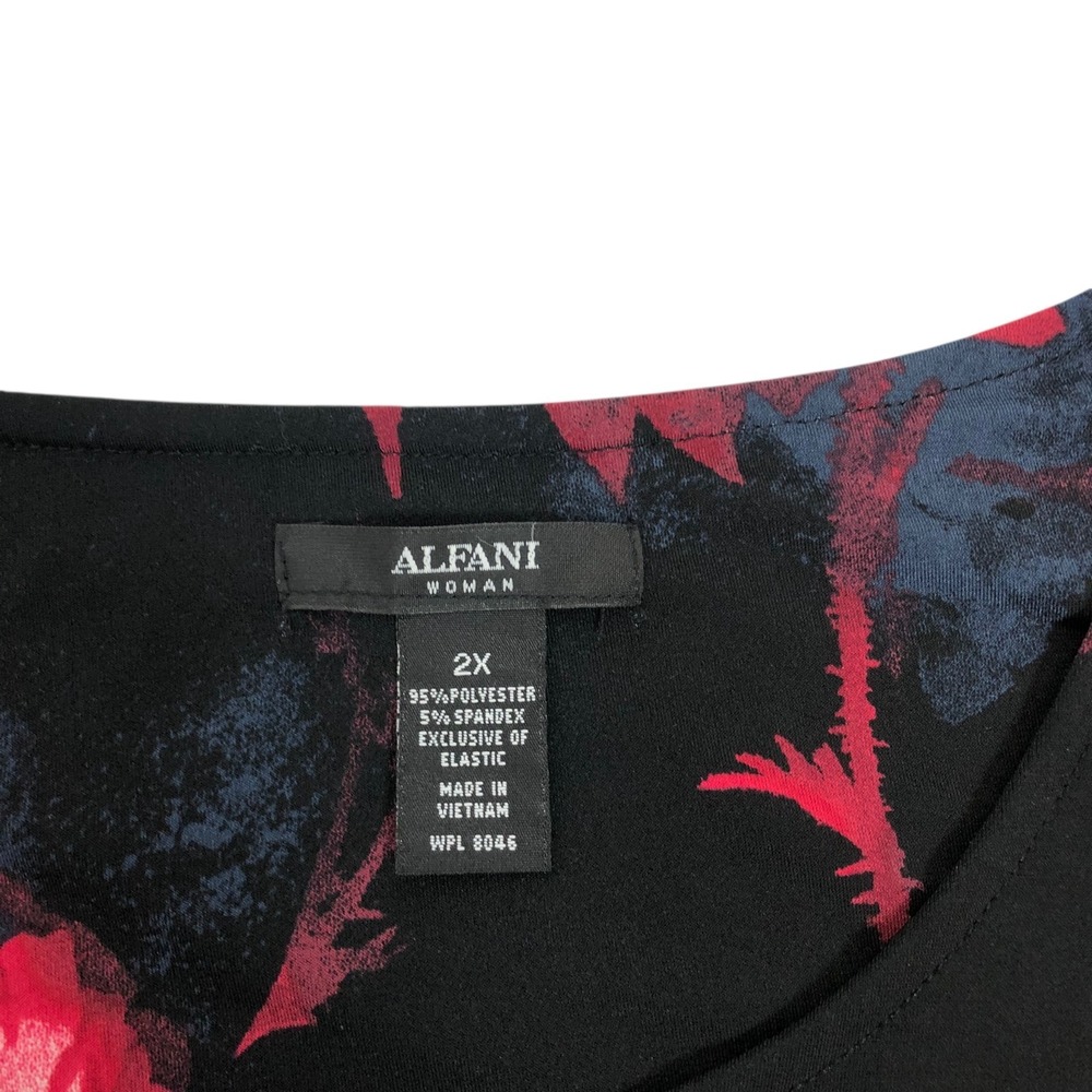 Alfani Dark Floral Print Tunic Top Shirt Size 2X Stretch Whimsigoth Dark Fairy - Picture 7 of 7